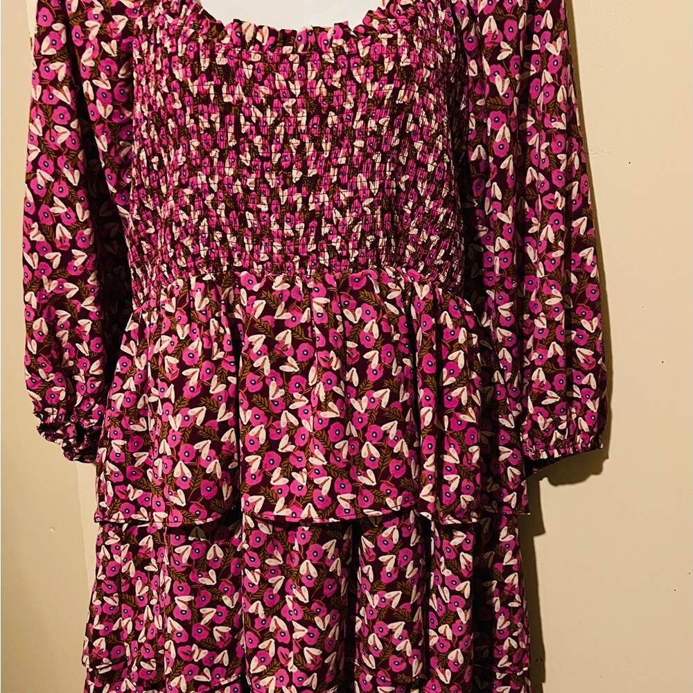 Entro Women's Mini Dress with Pink and Purple Floral Pattern